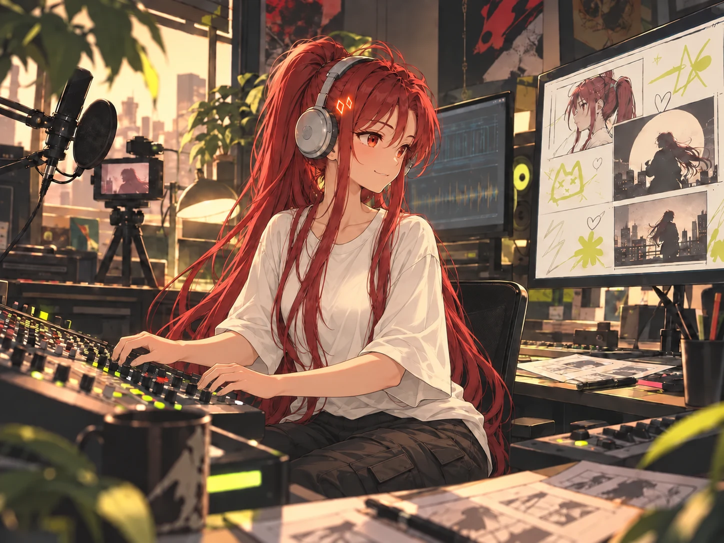 AISU producing music and directing a video in her studio